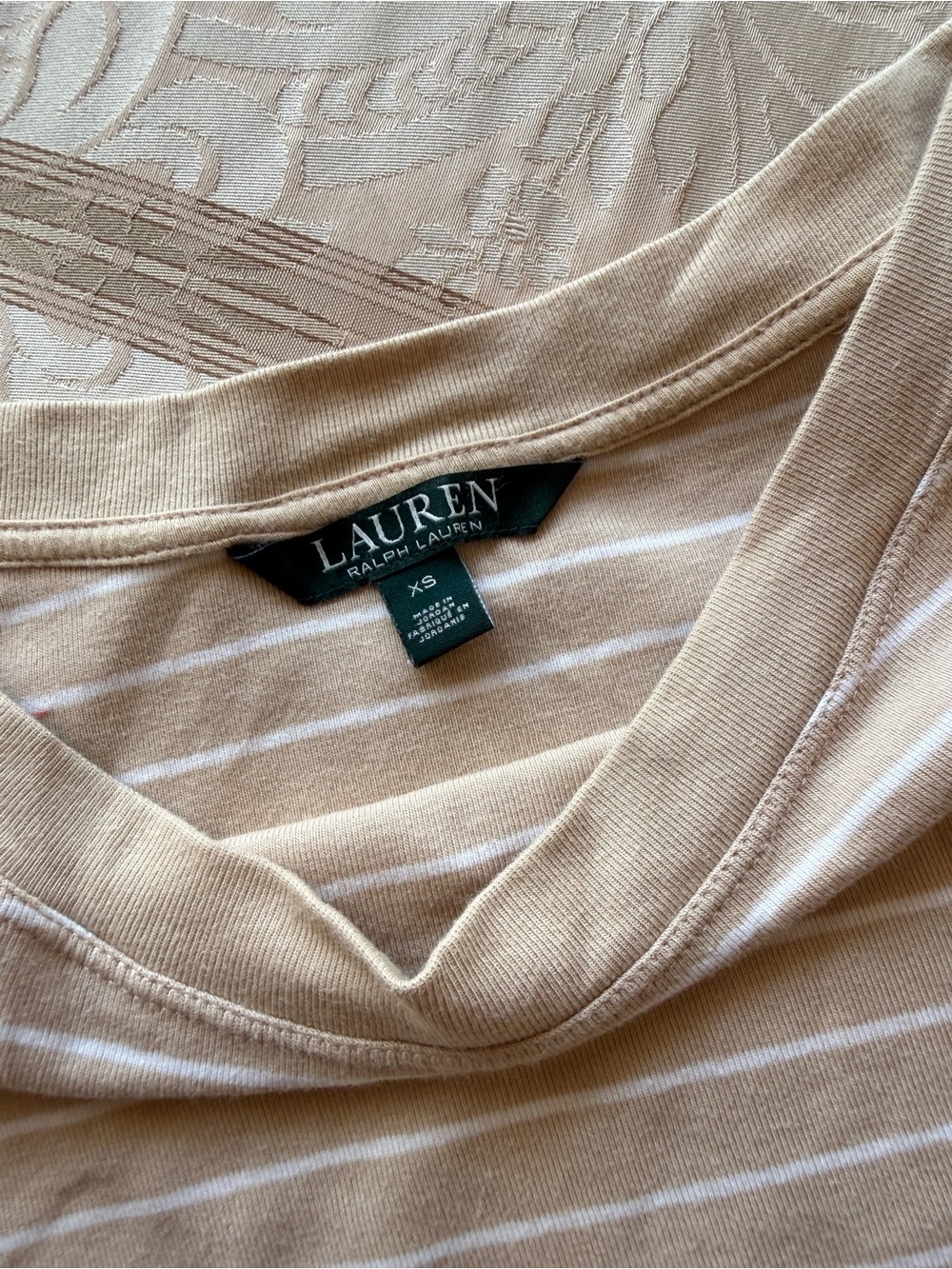 RL Cream Striped Short Sleeve Top - Picture 2 of 2